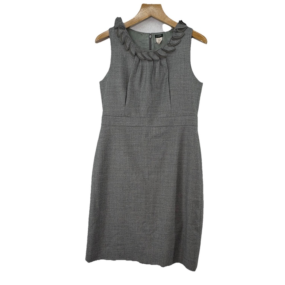 J Crew Women's Sz 12‎ Light Gray Wool Blend Sleeveless Sheath Dress Party Work